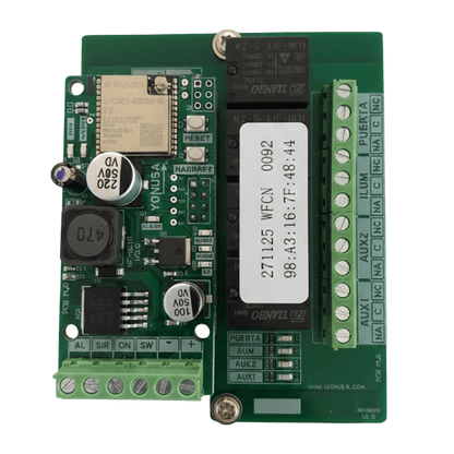 Tarjeta de Comunicación Wi-Fi / Control Remoto de Cercos Eléctricos / Salidas de Relé ON-OFF / Aplicación Yonussa Plus / Configuración WiFi 2.4GHz / 5 Salidas de Control