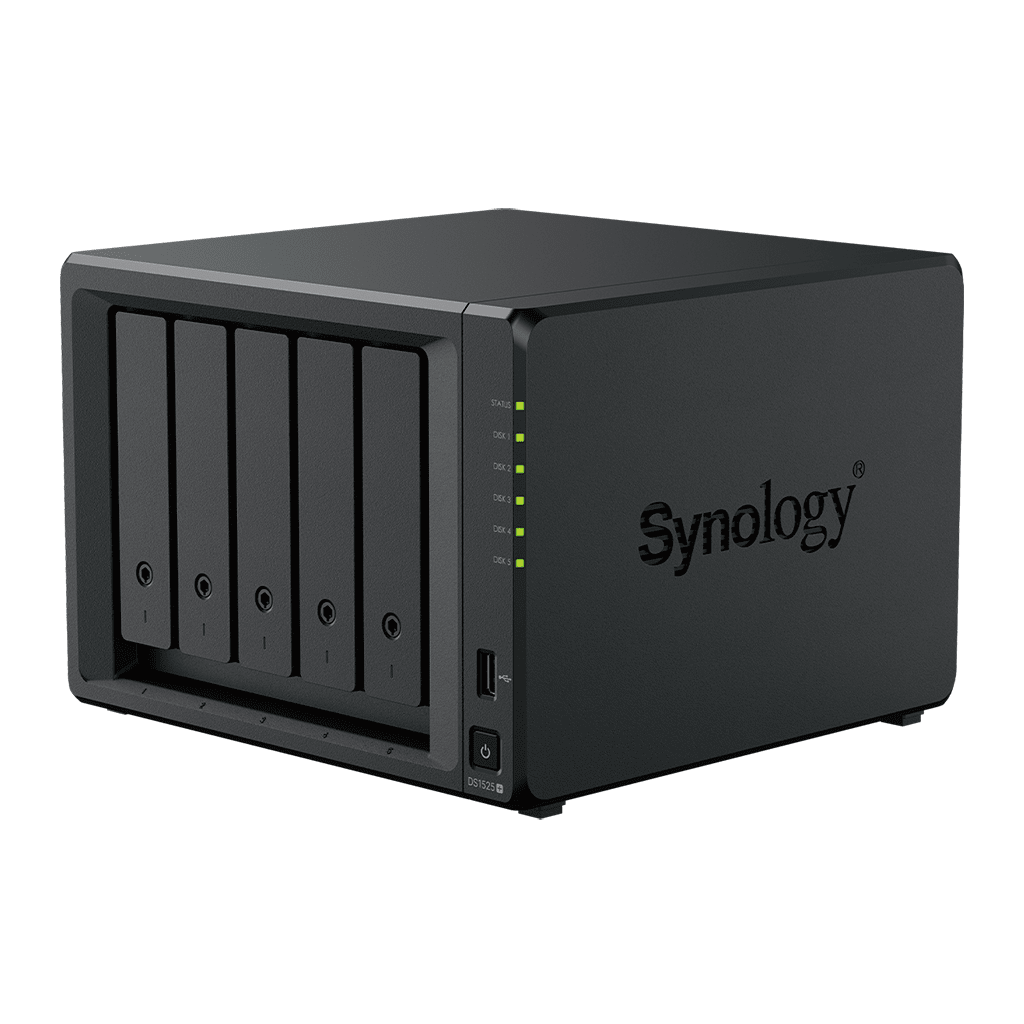NAS DiskStation DS1525+ | 5 Bahías | Expansión hasta 15 Bahías | 2 Puertos 2.5GbE | Soporte 10GbE | Almacenamiento en Caché SSD | Hasta 300 TB de Capacidad | Compatible con Virtualización y Vigilancia.