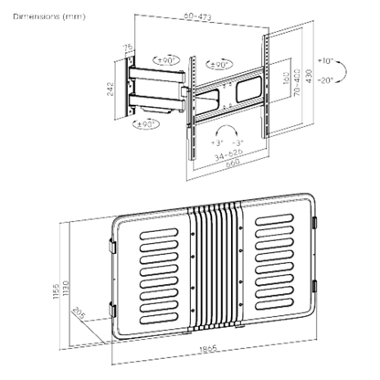 ENCLOSURE PARA PANTALLA HASTA 75" |  RESISTENTE  A INTEMPERIE MONTURA PARED | CAPACIDAD  DE CARGA MAX. 50 KG