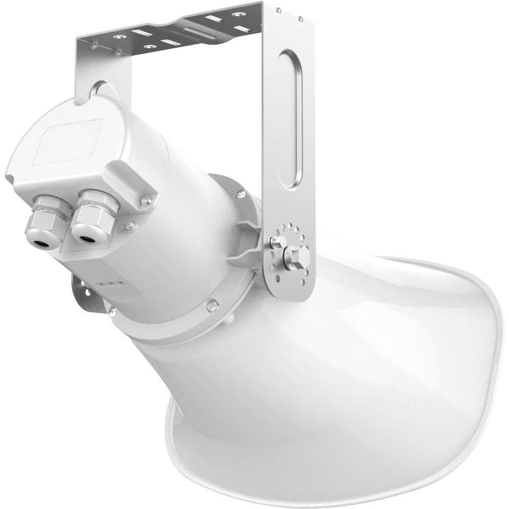 Altavoz Bocina SIP/Multicast Bidireccional / 50W Alta Potencia / IP66 Exterior / 3 Micrófonos con IA / PoE++ / 126 dBA Máximo