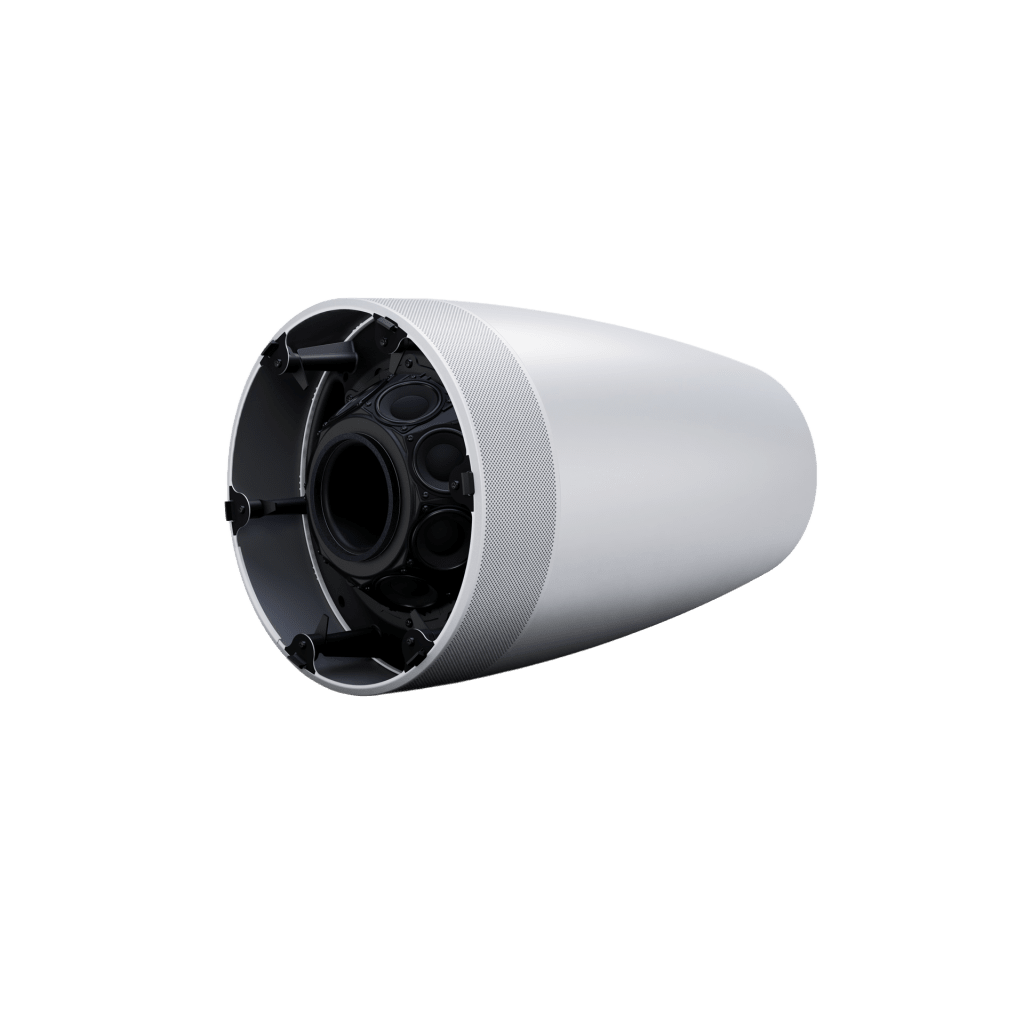 Altavoz Colgante Luna | Designmax | Sistema de Rango Extendido | Array Circular Ring Array™ 8 Drivers | Woofer 8" Integrado | Cobertura 140° | Color Blanco