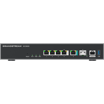 Dispositivo de Convergencia de Redes GCC6020 / Router VPN / Firewall de Próxima Generación / IP PBX / Switch de Red / 4 Puertos Gigabit Ethernet / 1 Puerto SFP+ 10 Gigabit / 1 Puerto 2.5 Gigabit / Administración en la Nube GDMS / Mont