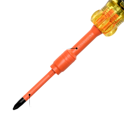Destornillador Aislado 6-en-1 Auto-Lock / Aislado 1000V CAT III / Almohadilla de agarre / Almacenamiento de brocas integrado / Bits Philips #1 #2 / Slotted 3/16" 1/4" / Square #1 #2