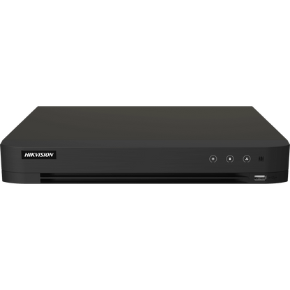 DVR 16 Canales TURBOHD + 16 Canales IP / 8 Megapixel (4K) / Audio Bidireccional / ACUSENSE / Audio Bidireccional / 1 Bahía de Disco Duro / Salida de Video en Full HD / H.265+