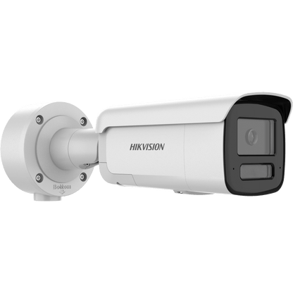 [ PROTECCIÓN ACTIVA ] Bala IP 4 Megapixel / Lente 4 mm / 60 mts IR / Exterior IP67 / Micrófono y Bocina Integrado (Audio de Dos Vías) / DARKFIGHTER / PoE+ / Luz Estroboscopica / ONVIF / Micro SD / 4 Analíticos