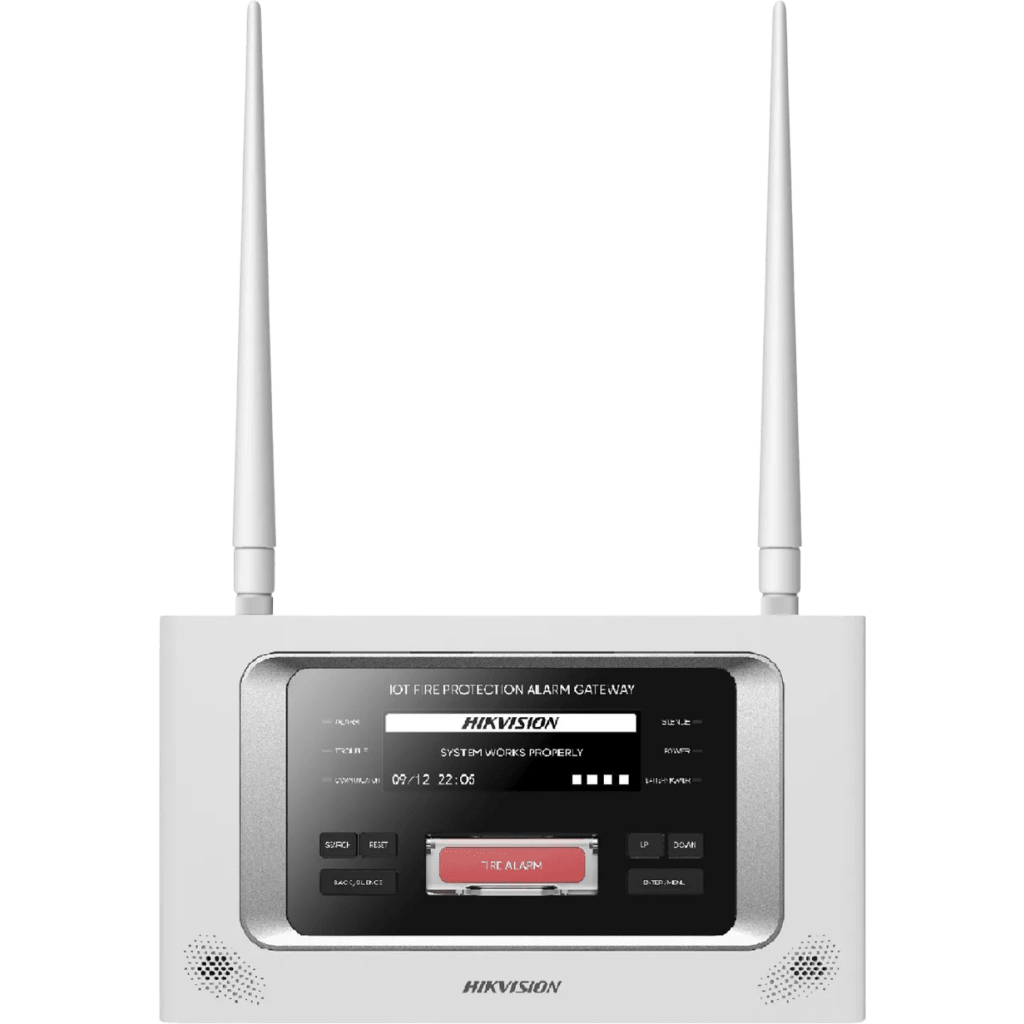 (HikFire) Panel Inalámbrico de Detección de Incendio (Gateway LoRa) / Pantalla LCD Táctil / Comunicación hasta 2 km / Gestión de 128 Dispositivos / Encriptación AES128 / Integración a HikCentral Professiona
