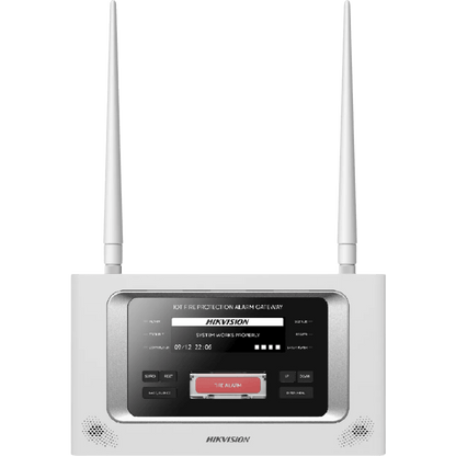 (HikFire) Panel Inalámbrico de Detección de Incendio (Gateway LoRa) / Pantalla LCD Táctil / Comunicación hasta 2 km / Gestión de 128 Dispositivos / Encriptación AES128 / Integración a HikCentral Professiona