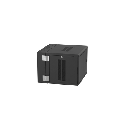 Gabinete PanZone de Montaje en Pared, de 19in, Puerta con Ventana de Seguridad, 9 UR, 635mm de Profundidad, Color Negro