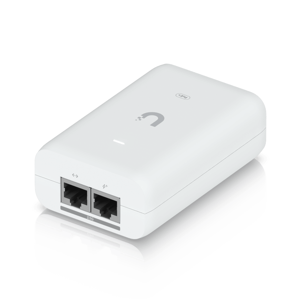 Adaptador PoE+ 2.5G / hasta 30 W / 48V 0.65A / (2) Puertos RJ45 MultiGigabit 2.5G / Salida PoE+ / LED Indicador / Ideal para APs UniFi WiFi 7 / / Protección contra Sobretensiones