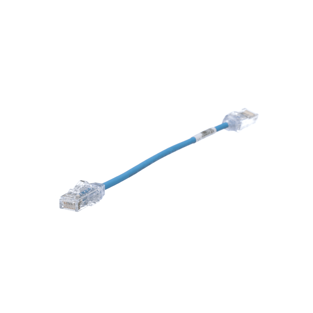 Cable de Parcheo UTP Cat6A, CM/LSZH, Diámetro Reducido (28AWG), Color Azul, 20 cm (7.87 pulgadas).