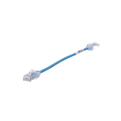 Cable de Parcheo UTP Cat6A, CM/LSZH, Diámetro Reducido (28AWG), Color Azul, 20 cm (7.87 pulgadas).