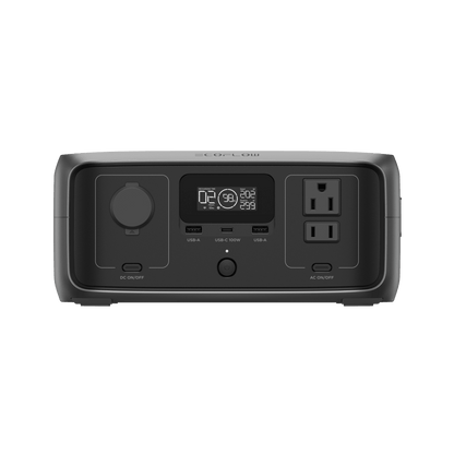 EcoFlow River 3 | Estación de Energía Portátil 245Wh Litio LFP / 2 AC 300 W (Max. 550W) / 1 USB-C 100W / 2 USB -A 12W / Cargador de Coche 8A a 12 o 24V / Conectividad WiFi y Bluetooth (App) / Carga Solar 110W Max.