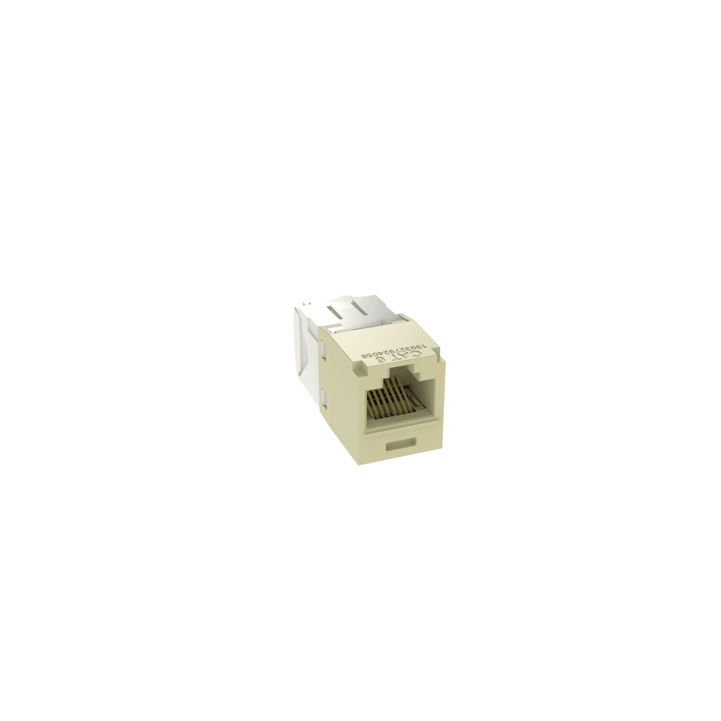 Conector Jack RJ45 Estilo TG, Mini-Com, Categoría 6, de 8 Posiciones y 8 Cables, Color Marfil
