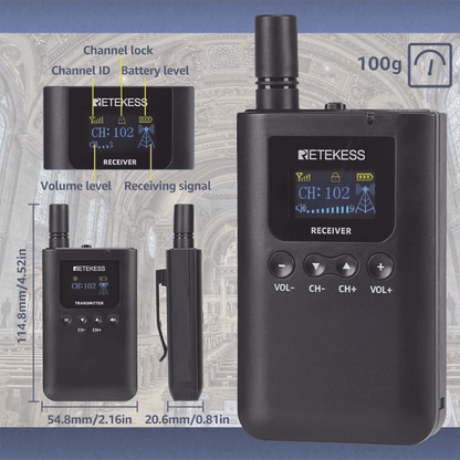 Kit para guía turístico de 1 transmisor y 10 receptores