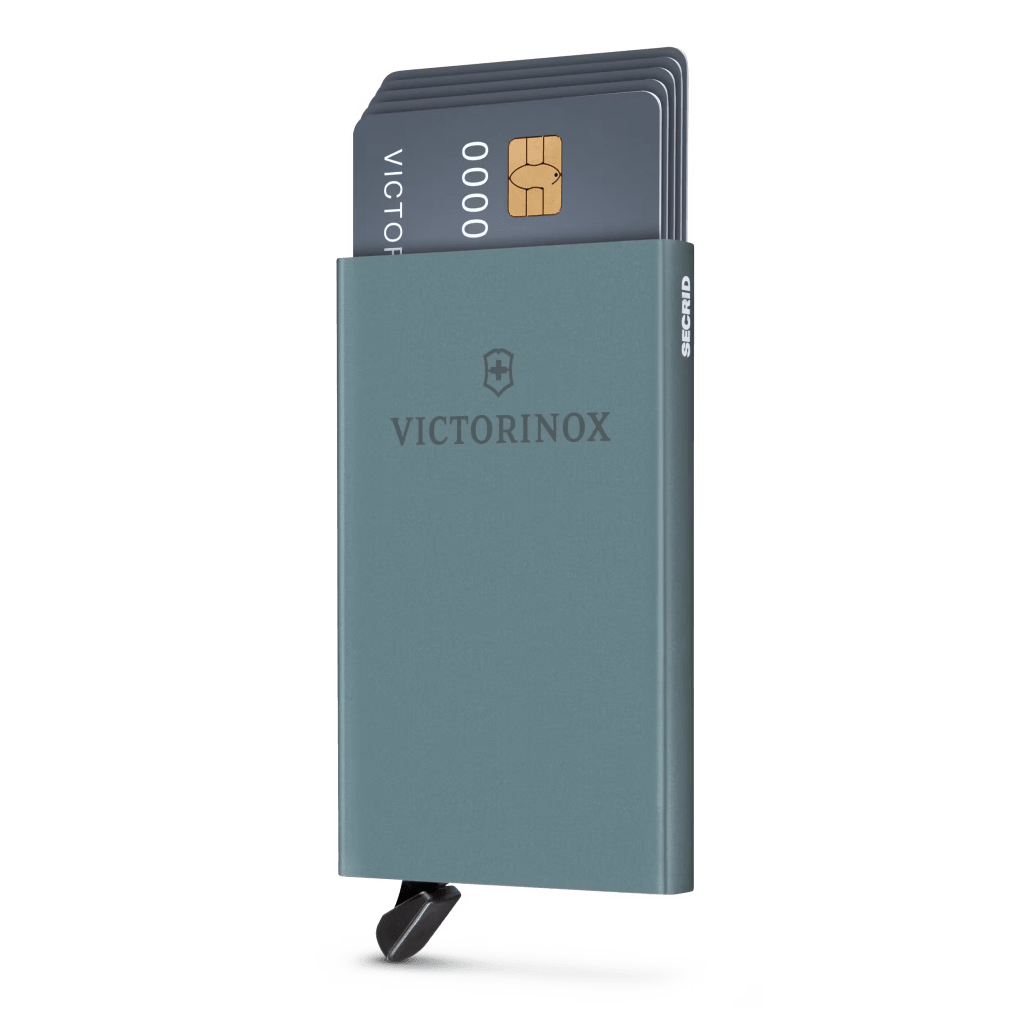 Tarjetero / Almacenamiento Seguro 4-6 Tarjetas / Aluminio Duradero / Protección RFID / Sistema Deslizamiento Patentado / Color Gris.