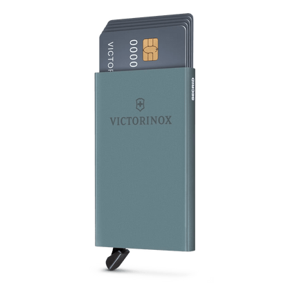 Tarjetero / Almacenamiento Seguro 4-6 Tarjetas / Aluminio Duradero / Protección RFID / Sistema Deslizamiento Patentado / Color Gris.