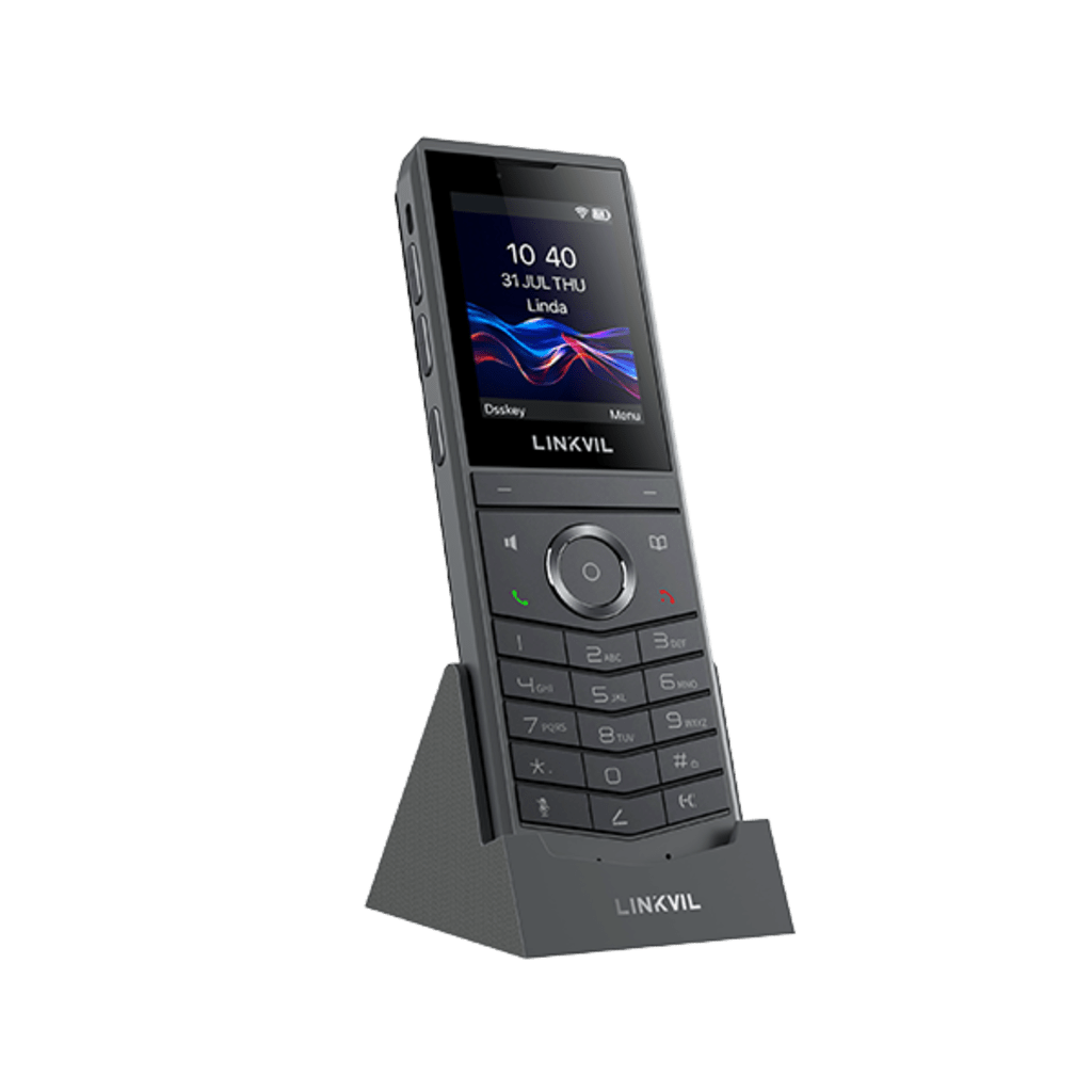 Teléfono IP Wi-Fi Portátil / Pantalla Color 2.4" 240x320 / Wi-Fi 6 Dual-Banda / Bluetooth 5.0 / Batería 3000mAh 13h Talk / Video H.264 4CIF / Resistencia Caídas 1.8m (5.9 ft) / Conferencia 6 Vías / USB Type-C
