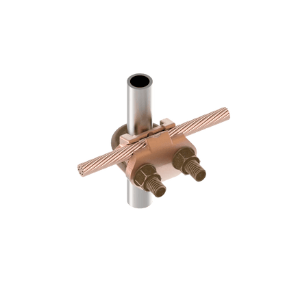 Conector Mecánico para Cable Calibre 4 a 2/0 AWG / Paralelo o 90° Grados a Tubo de 1 1/4" o Varilla  de 1 3/8" - 1 1/2".