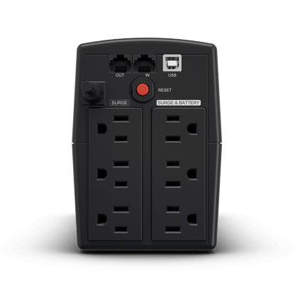 UPS de 900 VA/420 W, Topología Línea Interactiva, Entrada 120 Vca NEMA 5-15P, y 6 Salidas NEMA 5-15R, Con Regulador de Voltaje (AVR)