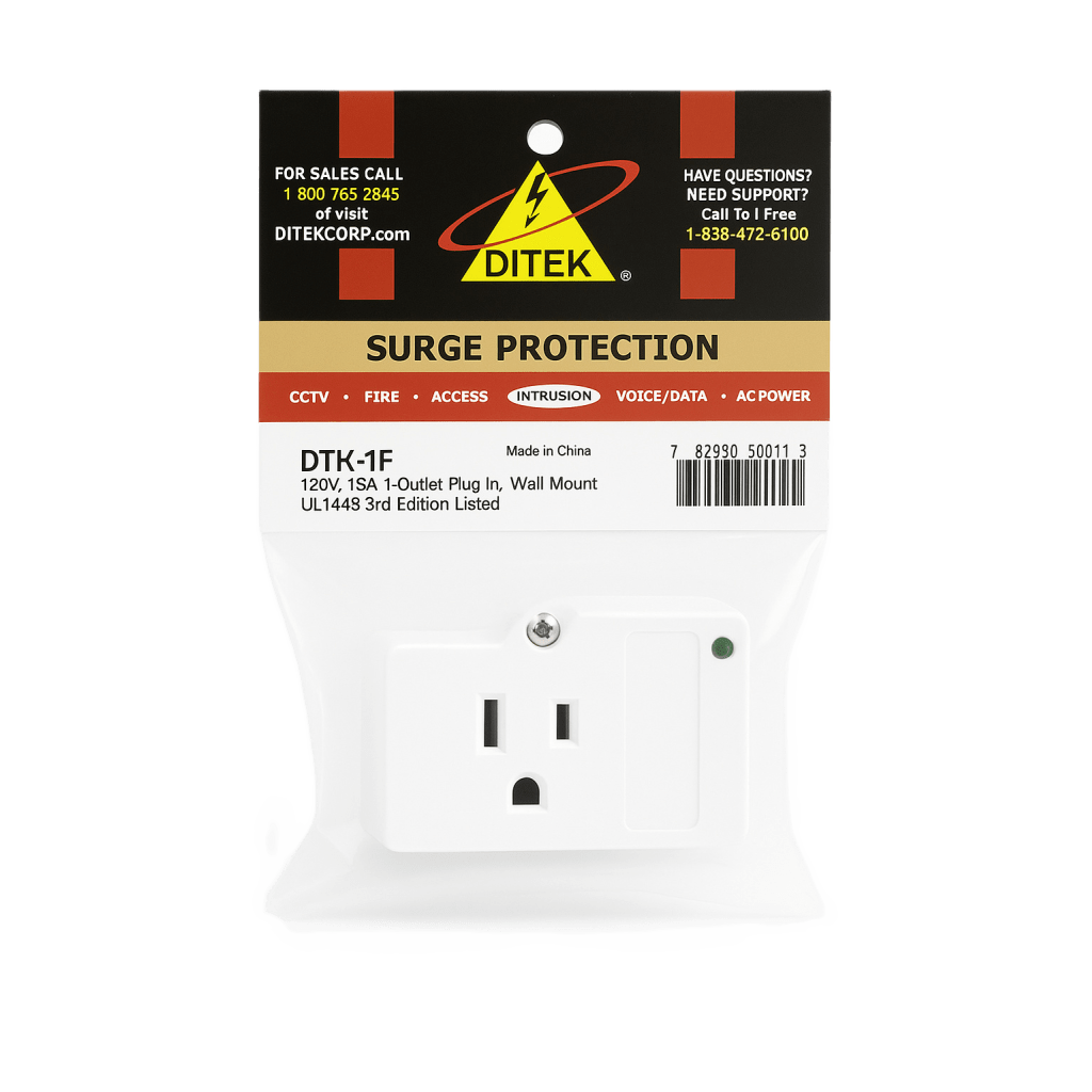 Protector Plug Pared / 120 VCA 15 A / 40,000 A / LED Diagnóstico / Transformadores de Alarma