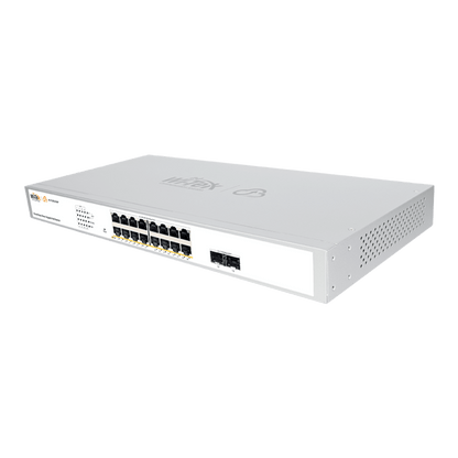 Switch Administrable PoE  / 16 puertos PoE af/at Gigabit /  2 x SFP Gigabit / Administración Cloud Gratuita / Presupuesto 240 W