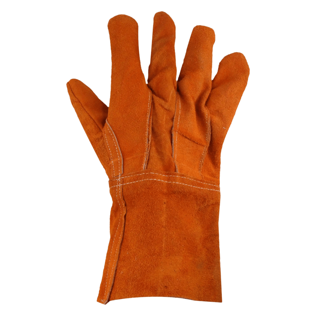 Guantes de Carnaza Largo/ Refuerzo en Palma / Resistente a Abrasión y Temperaturas Moderadas.