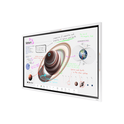 Pantalla Interactiva WM65FX 65" (165.1 cm) / Resolución 4K UHD 3840x2160 / Panel VA / Touch IR 20 Puntos / Pluma Pasiva Magnética / 4 Whiteboards Simultáneos / Audio 15W x 2CH / WiFi-Bluetooth / Tizen 9.0