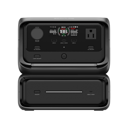 EcoFlow River 3 Plus | Estación de Energía Portátil 572Wh Litio LFP / 4 AC 800W (Max. 1600W) / 1 USB-C 100W / 3 USB -A 12W / Cargador de Coche 10A, 126W Max. / Conectividad WiFi y Bluetooth (App) / Carga Solar 220W Max.