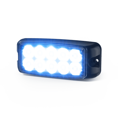 Luz de Advertencia de 5X2" 10 LED, Rojo/Azul, Bisel Negro, Lente Transparente