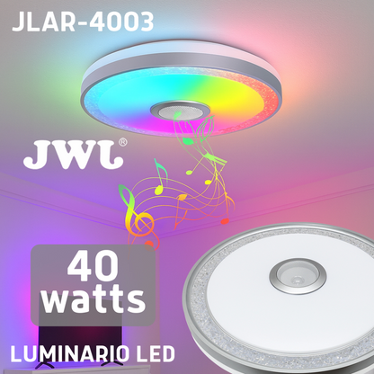 Luminario LED de 40W / 3000 Lúmenes / Ø 490mm x 66mm / Voltaje 85-265V / Temperatura Fría 6500K / Conexión Bluetooth / App iLink.