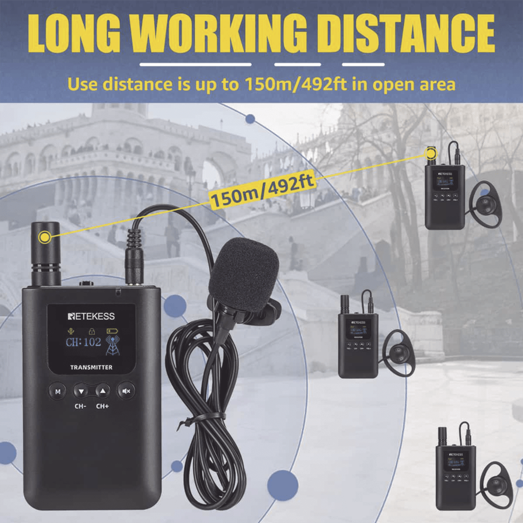 Kit para guía turístico de 1 transmisor y 10 receptores
