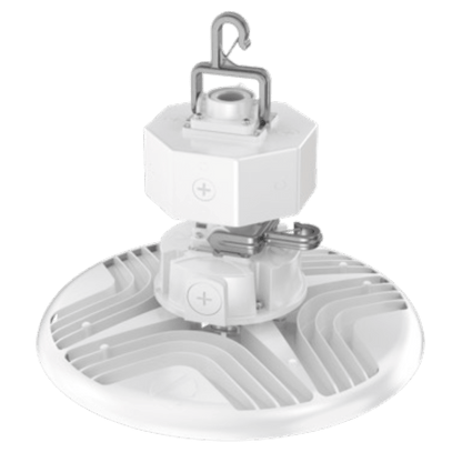 Luminaria LED High Bay Redonda REBL / 24,000-30,000 Lúmenes / Óptica Micro-Prisma Patentada / UGR Ultra Bajo / IK10 IP66 NEMA 4X / Temperatura 3500K-4000K-5000K Switchable / UVOLT 120-347V / Color Blanco.