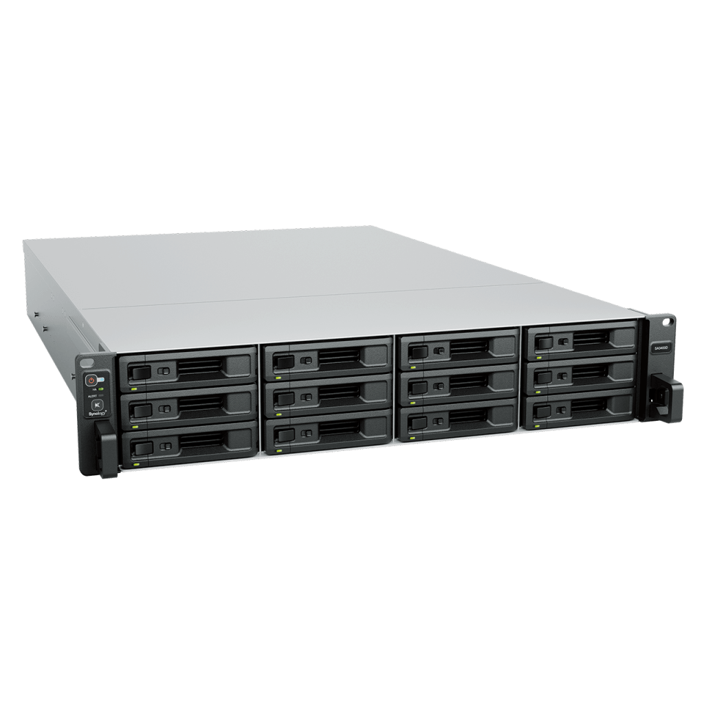 Servidor de Almacenamiento Synology SA3400D | Alta Escalabilidad | 12 Bahías SAS | Doble Controlador | Hasta 192 TB (576 TB Expandido) | 3,500/2,900 MB/s Lectura/Escritura | RAID F1, 0, 1, 5, 6, 10.