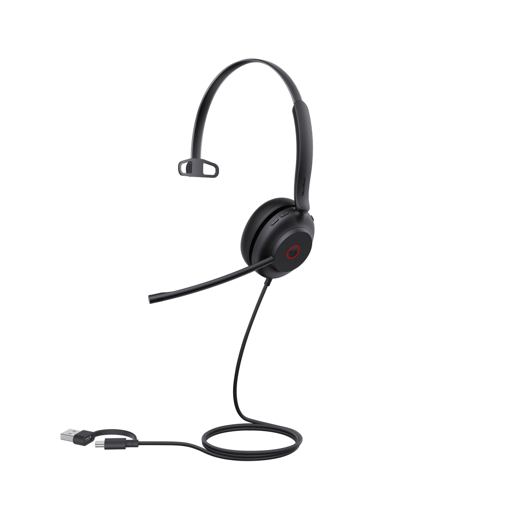 Diadema USB Yealink UH35 Mono Teams con Cancelación Activa de Ruido con 2 Micrófonos y Busylight Automático