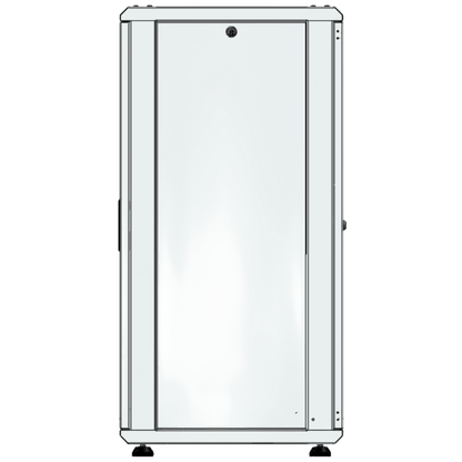Gabinete Rack 24 Unidades / 19 Pulgadas / Puerta de Cristal / Piso / Acero Calibres 16-18-20 / 750 Kg Carga / 600x605x1190 mm (23.6x23.8x46.9 in) / Vidrio con Cerradura