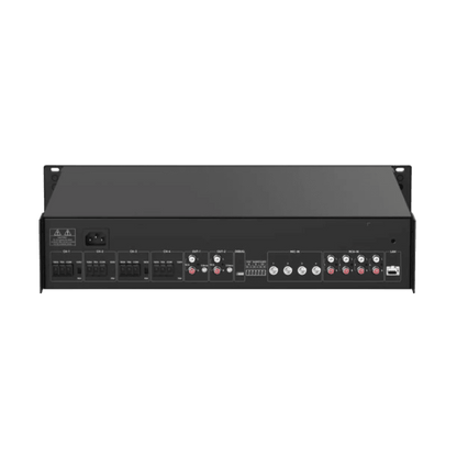 Amplificador de Red |  4 Zonas de 250W | 100V/70v | Calendarización de eventos | Biblioteca de Materiales de Audio | Entrada de Alarma | Hik-Connect /Hikcentral profesional