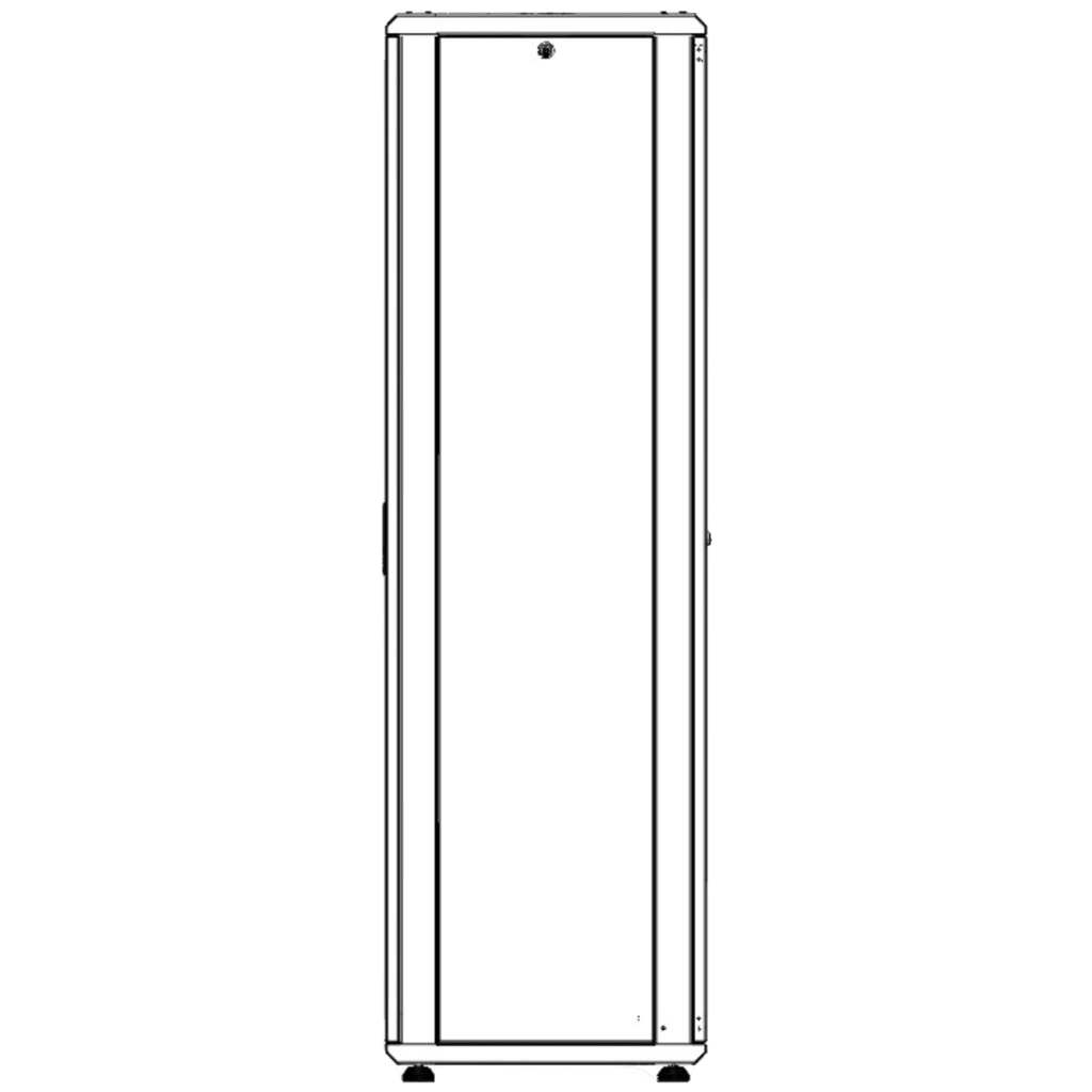 Gabinete Rack 42 Unidades / Piso 19 Pulgadas / Puerta Cristal Templado / Capacidad Carga 1000 Kg / Acero Calibres 16-18-20 / Ventilación Superior / Ruedas y Niveladores / Cerradura Seguridad