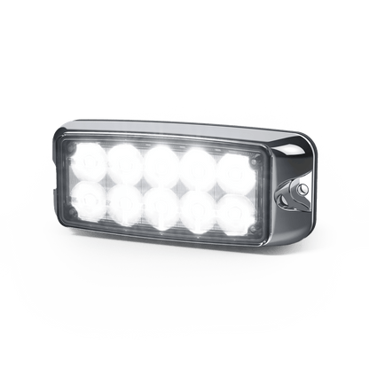 Luz De Advertencia De 5x2" 10 Led, Ámbar/Claro, Bisel Cromado, Lente Transparente