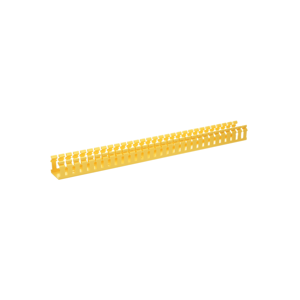 Canaleta Ranurada de PVC sin Tapa, Tipo H (Tapa Abisagrada), 2 in de Ancho, 2 in de Alto y 3048 mm de Largo, Color Amarillo