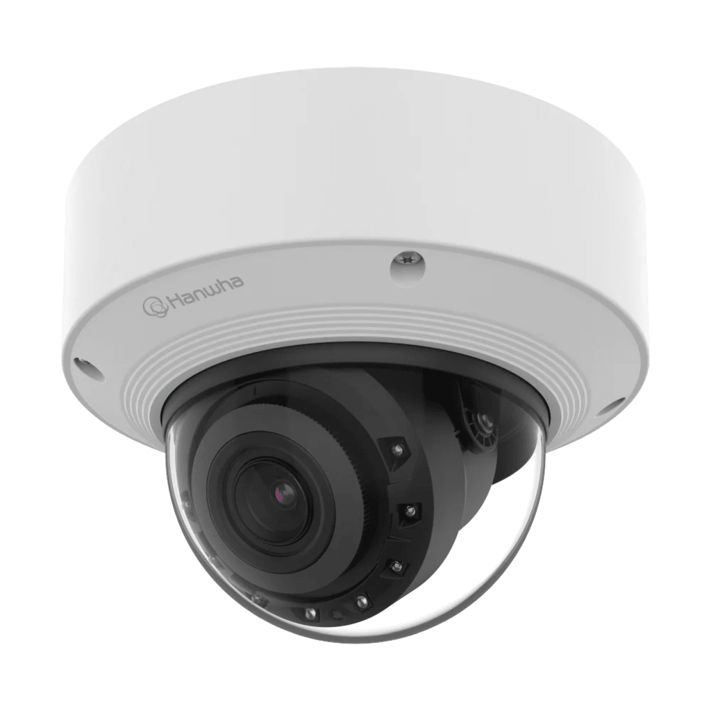 Cámara Domo AI 8 Megapíxeles / Motorizado 4.4-9.3 mm 2.1x / Dual NPU / IR 50 m (164 ft) / IP52 IK10 / Analítica Avanzada IA / extremeWDR 120 dB / Wisenet 9
