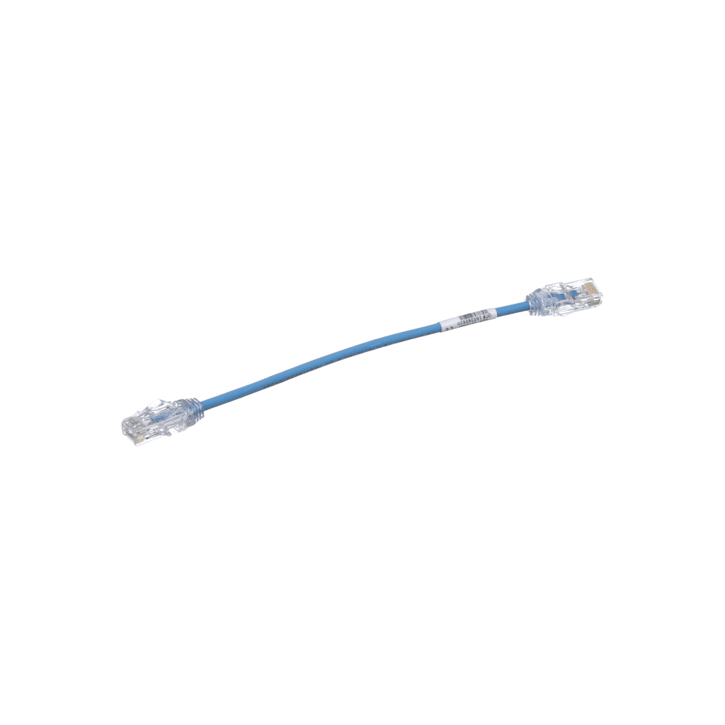 Cable de Parcheo UTP Cat6A, CM/LSZH, Diámetro Reducido (28AWG), Color Azul, 20 cm (7.87 pulgadas).