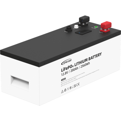 Batería de litio LiFeO4 12.8Vcc, 200Ah, 2.56Kwh, Pantalla LCD para Monitoreo Local, Carcasa Metálica