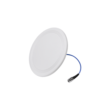 Antena Omnidireccional para Techo Interior / 600-6000 MHz / 5 Bandas Celulares y WiFi / Perfil Ultra Bajo 8 mm / Conector N-hembra / Cable Plenum 30 cm / Material del radomo, ABS
