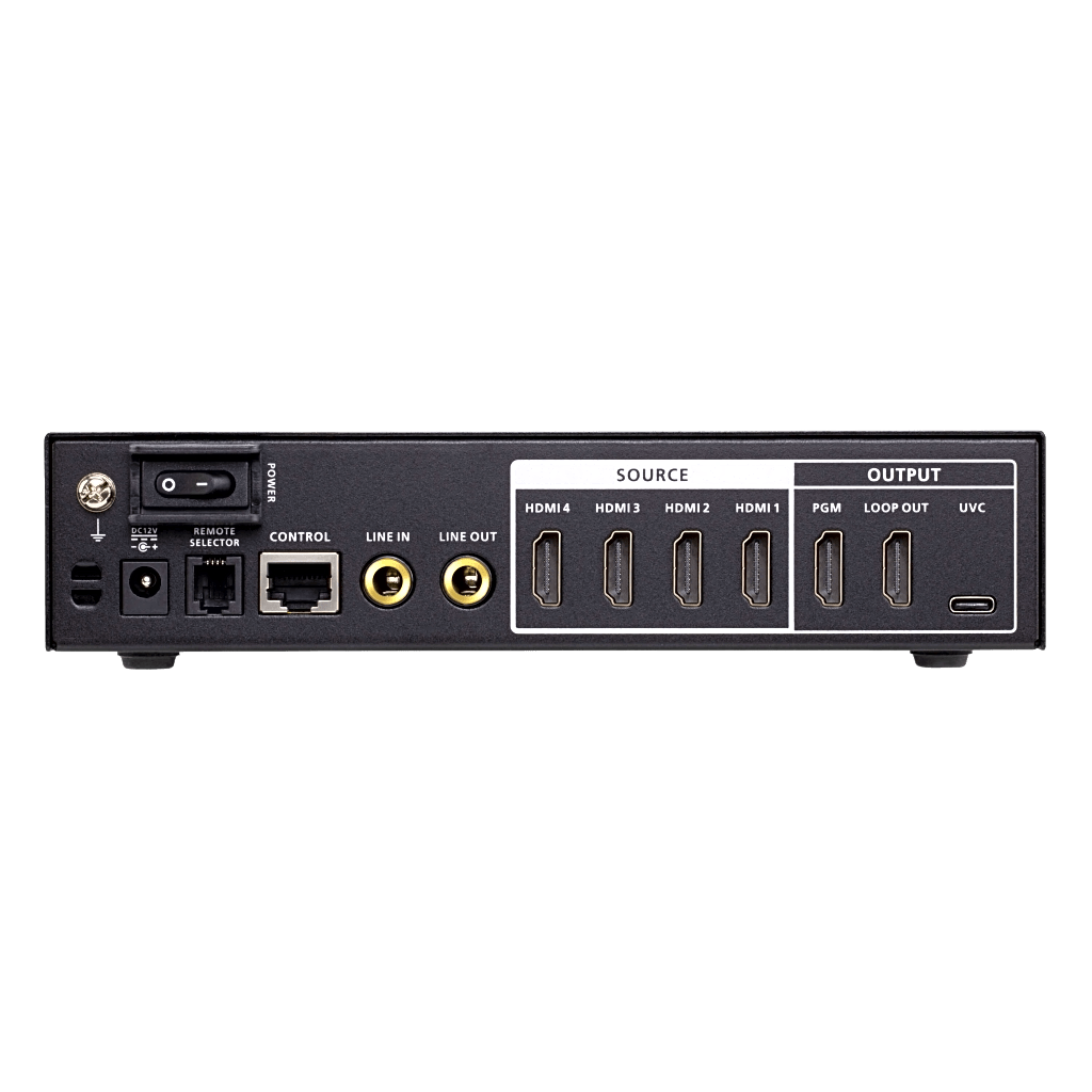 Switcher HDMI a USB 4 Entradas | 4K@60 | USB-C Streaming | Audio Mixer | PiP/Chroma | Control App