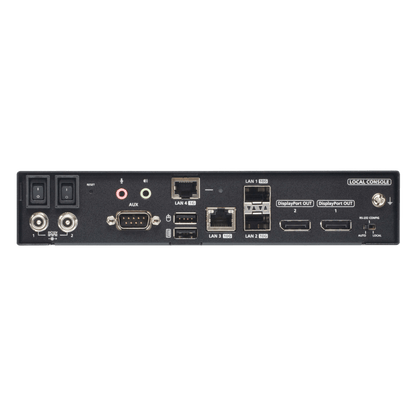 Extensor KVM over IP Dual Display 5K DisplayPort | Transmisión Sin Pérdidas Cero Latencia | Resolución 5120x2880 @ 30Hz | Dual SFP+ 10Gbps hasta 10 km | Redundancia de Energía y Red | Encriptación AES-256 | Gestió