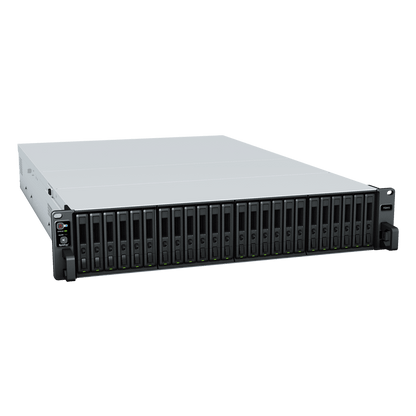 Servidor de Almacenamiento FlashStation FS3410 | 24 Bahías SSD SATA 2.5" | Intel Xeon D-1541 8 Núcleos | 16 GB RAM (Ampliable a 128 GB) | 356,500 IOPS Lectura | 129,400 IOPS Escritura | 4 Puertos 1GbE + 2 Puertos 10GbE
