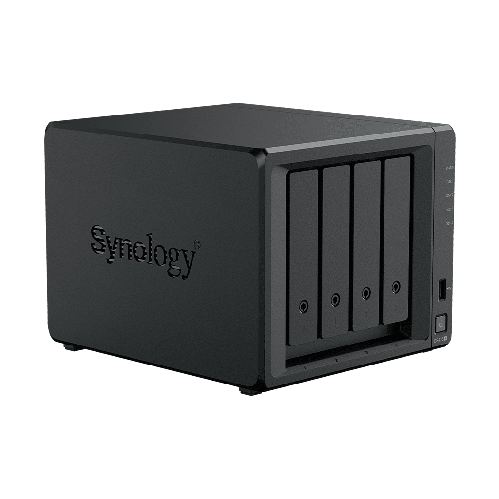 NAS DiskStation DS425+ | 4 Bahías | Intel Celeron J4125 2.7 GHz | 2 GB DDR4 / 2.5GbE + 1GbE | 2 Puertos USB 3.2 Gen 1 | 2 Ranuras M.2 NVMe | Hasta 80 TB | Synology DSM.