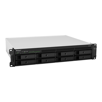 Servidor de Almacenamiento en Red Synology RackStation RS1221RP+ | 8 Bahías | Expandible a 12 Bahías | CPU AMD Ryzen V1500B | 4 GB DDR4 ECC | RAID Soportado | 10/25GbE | Virtualización Certificada | Protección de Datos Integral