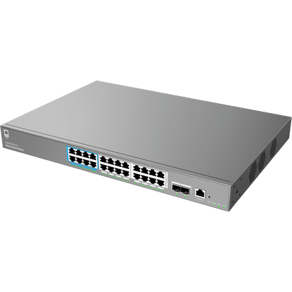 Switch de Red Empresarial L2++ / Serie GWN7800 Pro / 24 Puertos Gigabit PoE 400W / 2 SFP+ / Gestión Cloud GDMS / VLAN 4K / QoS Avanzado / Seguridad Integral