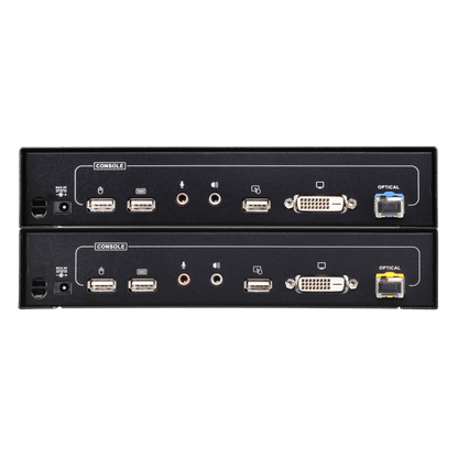 Extensor KVM DVI | Transmisión por Fibra Óptica | Distancia hasta 600 m | Resolución 1920x1200 a 60 Hz | Señales RS-232 y USB